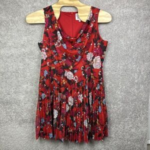 Bea & Dot ModCloth Red‎ Floral Pleated Draped Tank Dress Size 2X